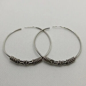 Large Bali  sterling hoops